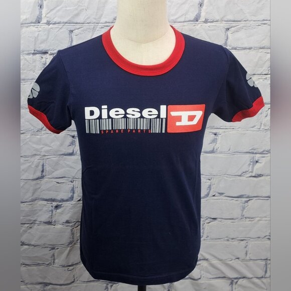 Diesel Men's Vintage Ringer T-Shirt Tee 90s Ultra Violent Streetwear Small